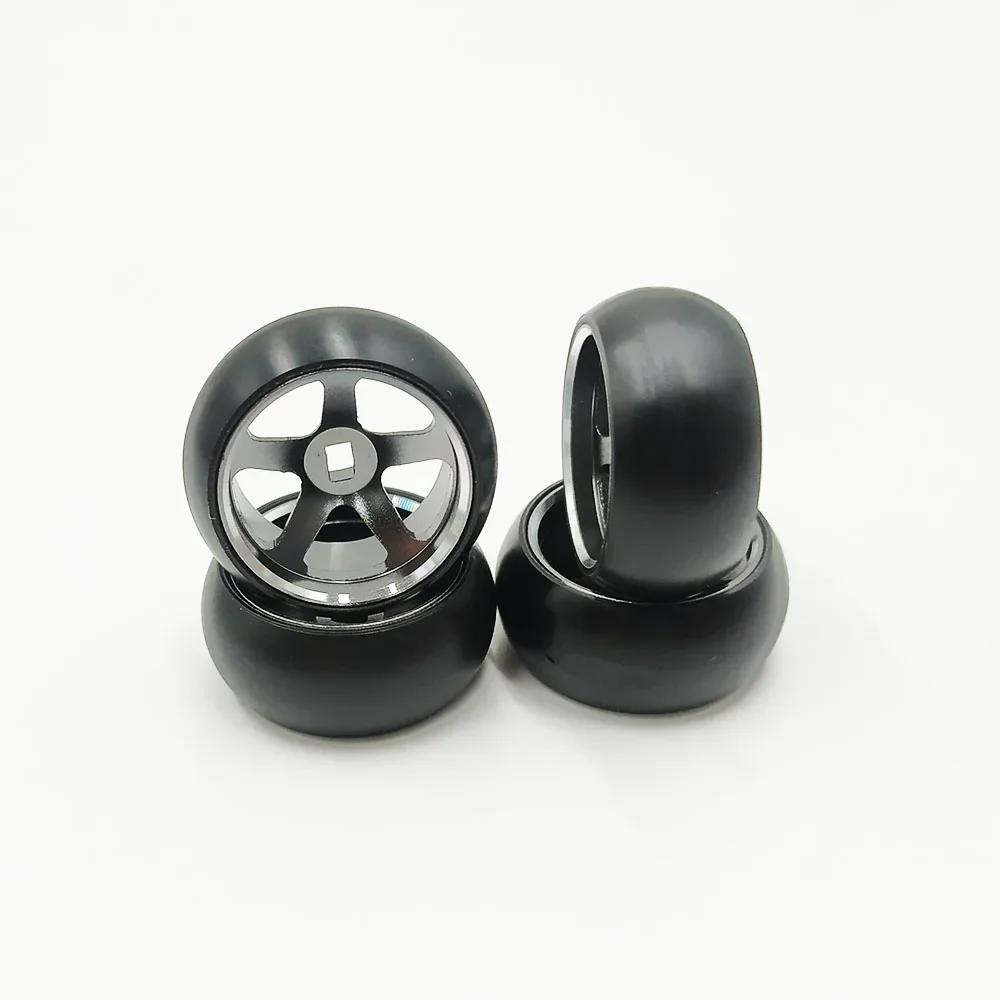 4pcs/set Alloy Rc Wheel Rim Drift Tire for 1/28 Wltoys K969 K989 P929 Kyosho Rally Model Car Upgraded Part