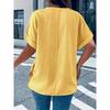 T-shirt Casual da Donna Taglie Forti Casual Colore Unico Bottoni Scollo a V Elegante Colore Unico Manica Corta Abbottonata Moda Quattro Stagioni Nuovo