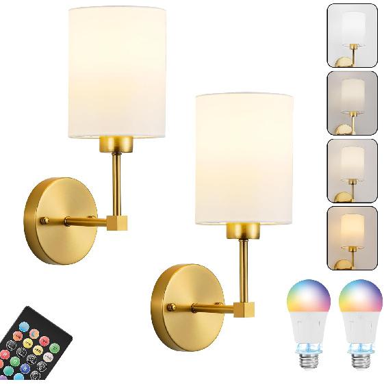 KARTOOSH Batteriebetriebene Wandleuchte Set aus zwei Stück, Dimmbar 4CCT, RGB, Timer | Wiederaufladbare Kabellose Wanddeko-Leuchte, Fernbedienung, Nachtmodus, für