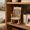 Colored Bird-on-Chair Figurine with Forever Missed Inscription, Raised Rocking Chair Form, and Cream-and-Brown Color for Indoor Shelf Display