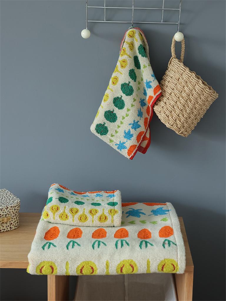 Japanese Pure Cotton Towels Cute Vegetable Super Absorbent Towel Thick Soft Face Skin-friendly Bath Towel for Kids & Adults