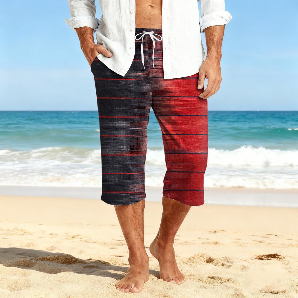 Men's Casual Drawstring Cropped Shorts