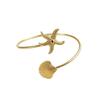 Bracciale da braccio superiore stile oceano vintage Stella marina Metallo Braccialetto aperto a bracciale Colore oro Design a spirale Bracciale da braccio a spirale Gioielli