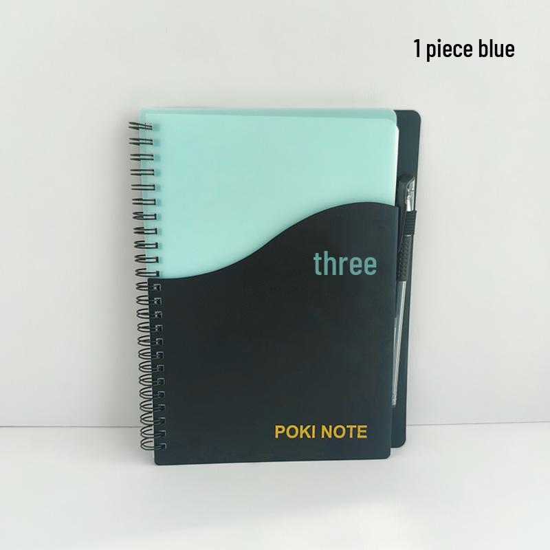 Cross-border PP Cover Spiral Notebook with Pen - Lined Notepad for Students and Office Use синий