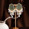 Diamond Drop Fringed Pearl Earrings Retro Bohemian Ethnic Stud Earrings Light Luxury Temperament Earrings
