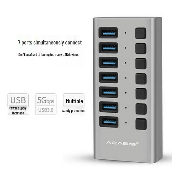 Akasis 10-Port High-Speed USB 3.0 Hub with Power Supply
