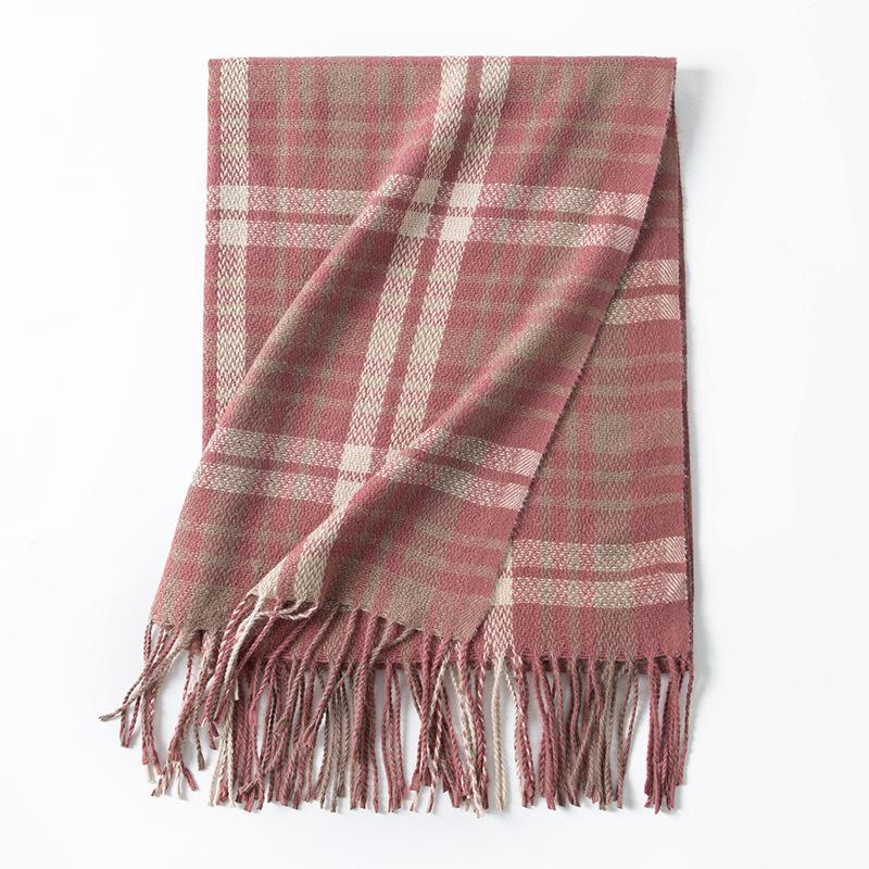 British Plaid Scarf Women's Autumn and Winter New Versatile Couple Long Warm Double-sided Thickened Retro Scarf