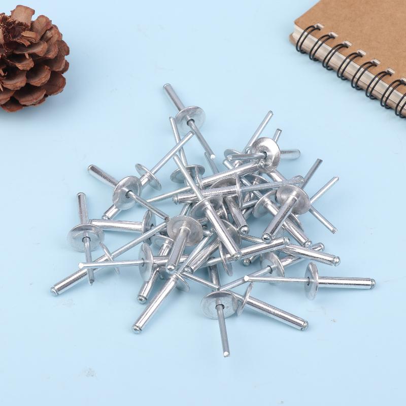 30 Pcs Large Flange Blind Rivets, Aluminum Rivets Assortment Kit Blind Rivets, Round Head Rivets