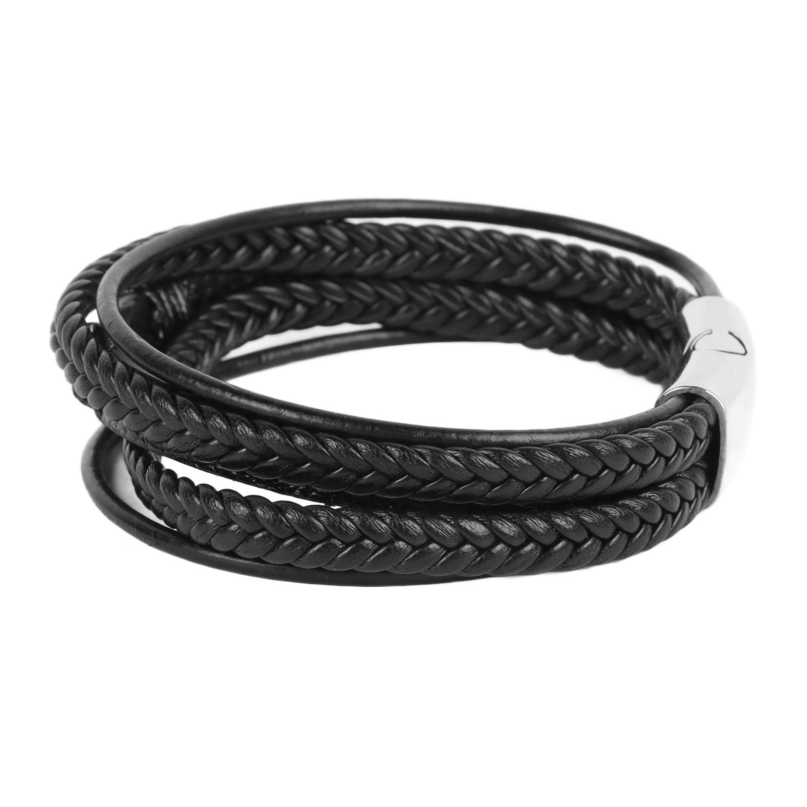 

8 Character Bracelet Leather Stainless Steel Adjustable Stylish Bracelet for Men Gift
