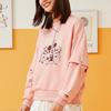 Li-Ning X Disney Joint Fashion Sport Series Printed Crew Neck Sweater Women Sweater Peach-Bud-Red AWDR140-1