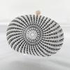 Woman Elegant Grey Gold Diamond Evening Bag Hollow Out Crystal Party Handbag Wedding Bridal Banquet Dinner Clutch Purse