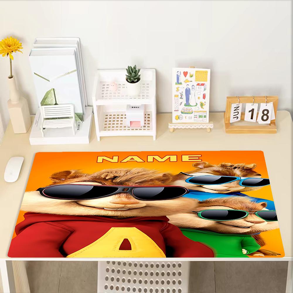 Custom Name Alvin and the Chipmunks Theme Mouse Pad, Non Slip Rubber Base, Multifunctional Office & Home Decor, Perfect for Workspace Personalization.