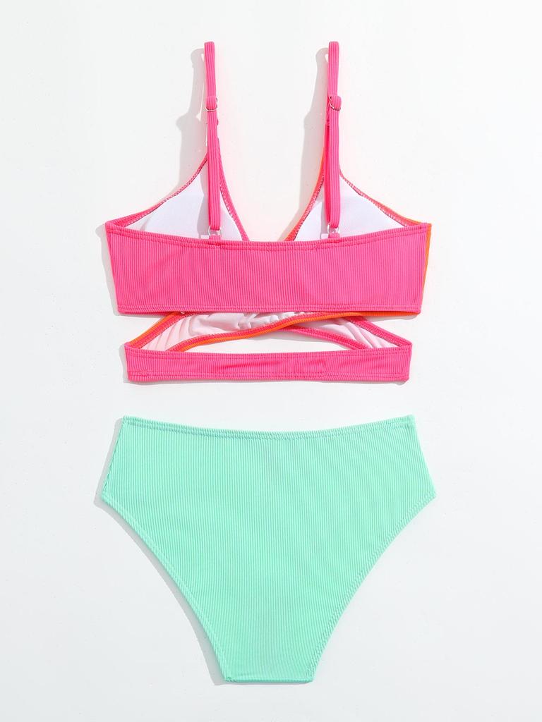 7-15Y Teen Girls  Print Swimwear Children Two Piece Swimming Suits for Girl Hot Summer Beach Swimsuit Biquini