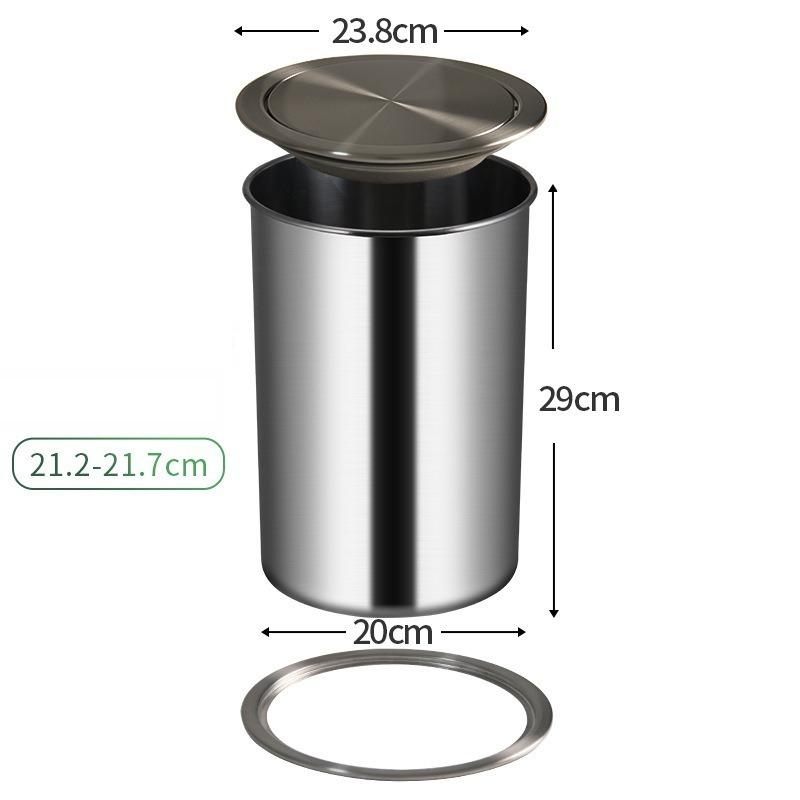 Built-in Countertop Trash Can Stainless Steel Embedded Trash Bin Large Capacity Kitchen Garbage Bins with Lid Clean Accessories