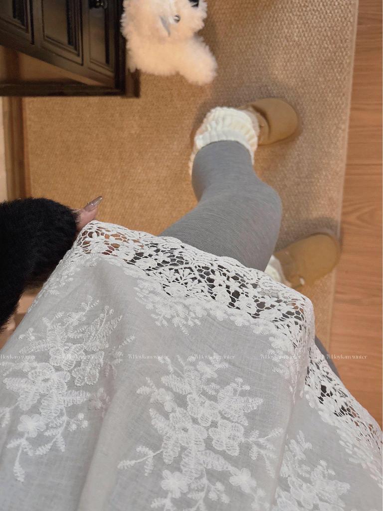 Autumn/Winter 2025 Shark Pants: Pure Cotton Lace Butt & Hip Cover Half Skirt Layer