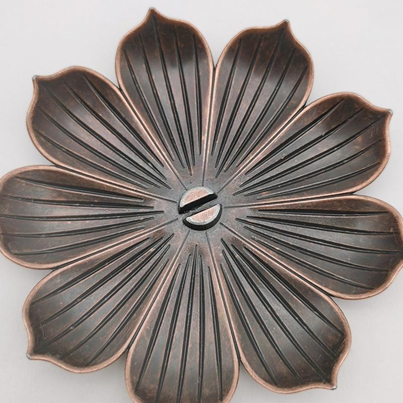 1Pcalloy Incense Burner Stick Holder Buddhism Lotus Line Incense Plate Sandalwood Coil Base Temples Yoga Studios Home Decoration