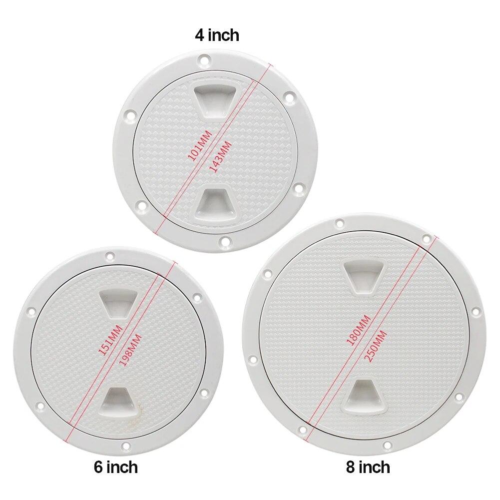 4/6/8 Inch Round Deck Inspection Access Hatch Cover Plastic White Boat Screw Out Deck Inspection Plate For Boat Yacht Marine