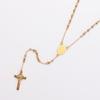 Pendentif Croix Plaqué Or 18K Imperméable Bijoux Collier Chapelet en Acier Inoxydable pour Femmes