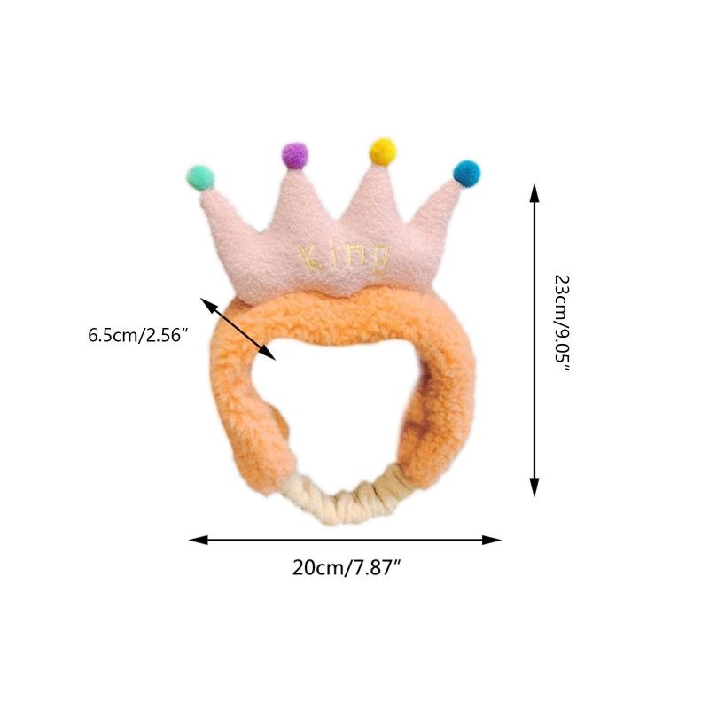 Plush Colorful Crown Hairband Soft Spa Headbands Elastic Furry Turban Non-slip Headwrap for Washing Face Makeup Tool