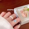 Sky Blue Oval Zircon Adjustable Ring for Women - Elegant Light Luxury Index Finger Band