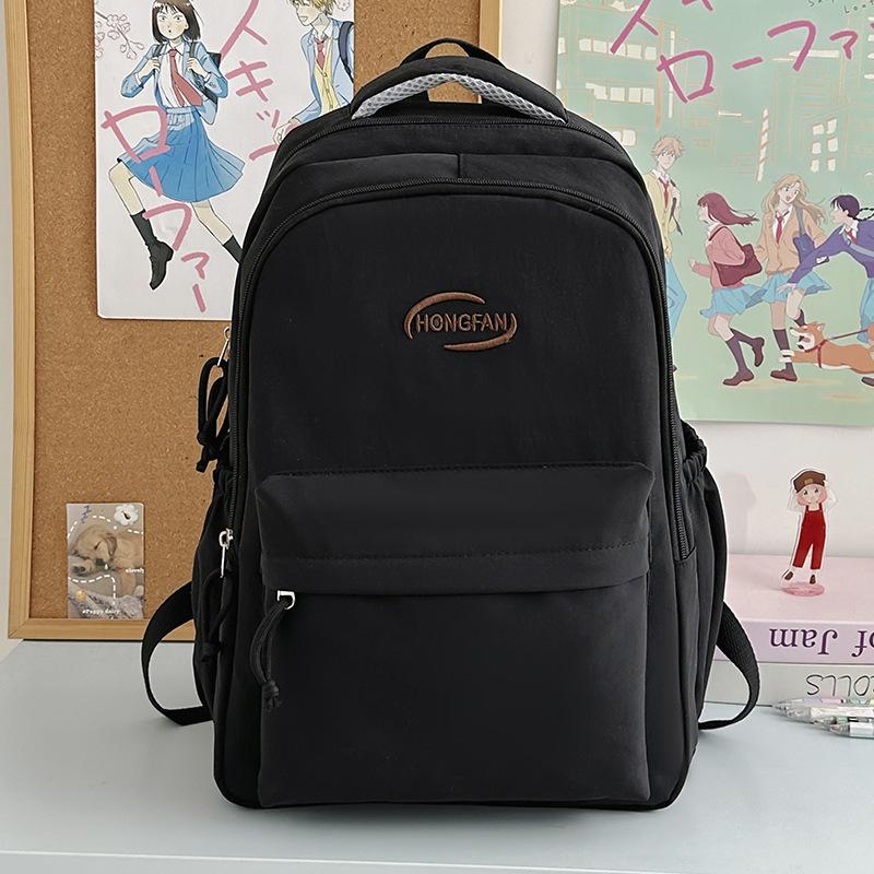 Schoolbag Small Fresh Literary Sense Girl Backpack Middle and High School Students Solid Color Lightweight Versatile Schoolbag Large Capacity Backpack