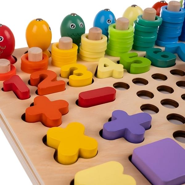 Puzzle Educatif en Bois Chiffres Pêche et Reproduction