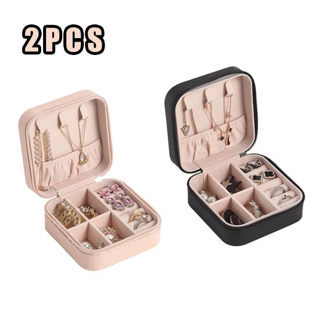 Portable Mini Jewelry Storage Box Travel Organizer Jewelry Case Leather Storage Earrings Necklace Ring Jewelry Organizer Display