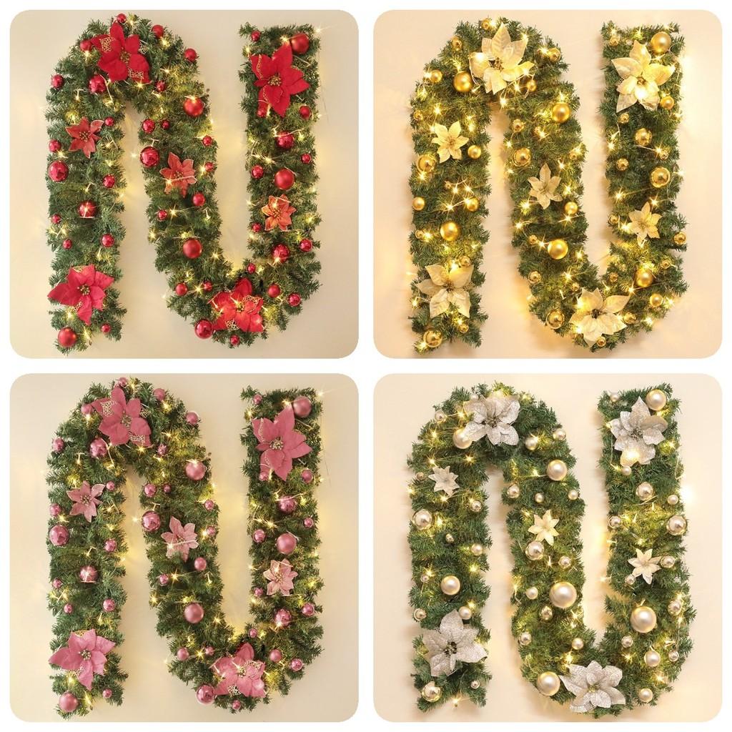 2.7 Meters Luxurious Christmas Garland With Colorful Flowers And Led Lights Perfect For Festive Decorations