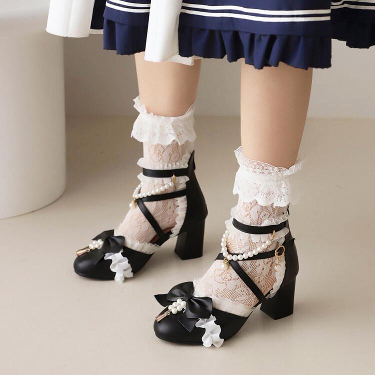 Spring New Lolita Princess Sandals Women's Summer Sweet High Heels Thick Heel Girl Lo Shoes with Skirt