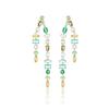 SHEMIAO Fashion Colorful Zircon Tassel Earrings Silver Needle Drop Stud Earrings Geometric Elegant Earrings Girls Jewelry