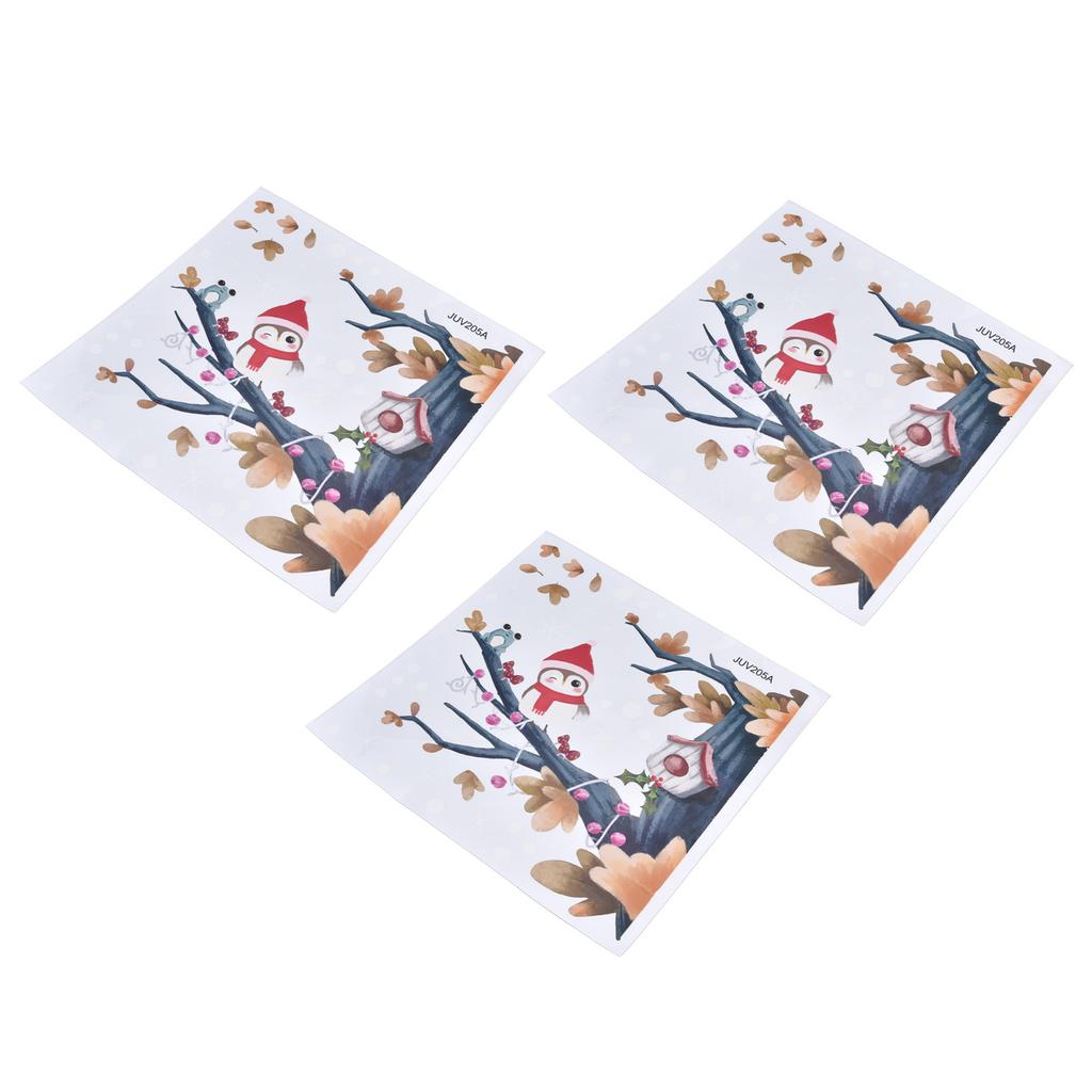 3Pcs Owl On A Tree Branch Sticker Innovative Self Adhesive Christmas Decal for Home Shop Store