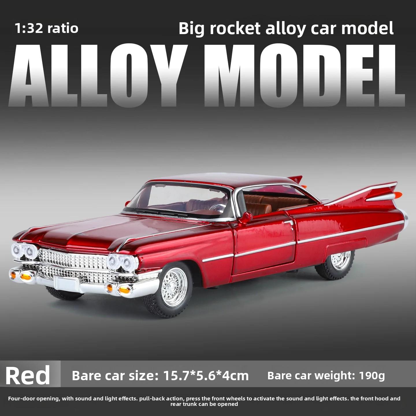 

Simulation 1:32 Cadillac Rocket Simulation Sound and Light Alloy Car Model Car Decoration Gift Collection High Detail Toy червоний