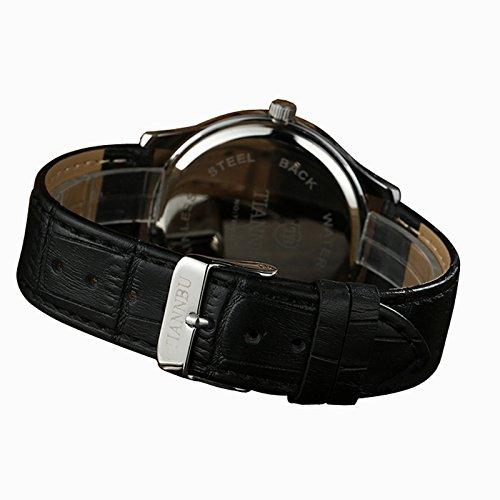 Romantic Couple Watches for Men and Women, Leather Strap Heart-Shaped Design Pair Watches, Black D-102