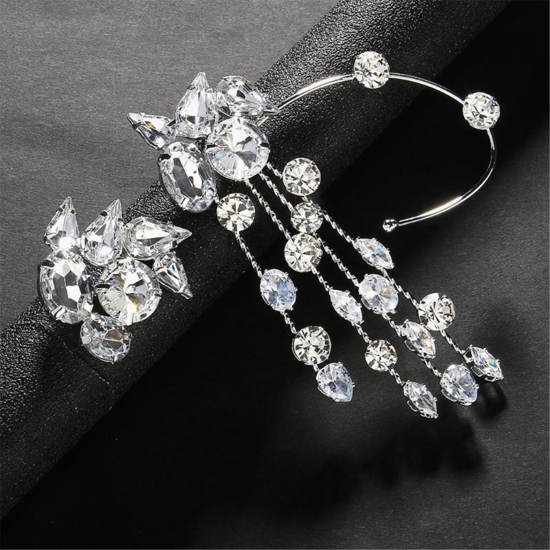 Fashionable Alloy Ear Cuff With Rhinestones Tassels Stylish Ear Pendant Charm Ideal For Weddings And Evening Event