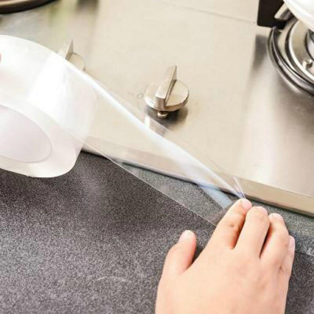 

0.5mm Thick Kitchen Sink Mildew-Proof Tape Transparent Single-Sided Waterproof Anti-Oil Seam Sticker,3cmx3m Type A
