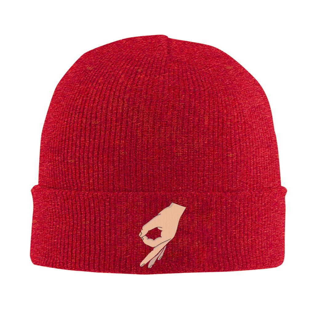 Circle game hand funny gotcha meme Made You Look Warm Knitted Cap Winter Knit Bonnet Hat Skullies Beanies Caps for Unisex