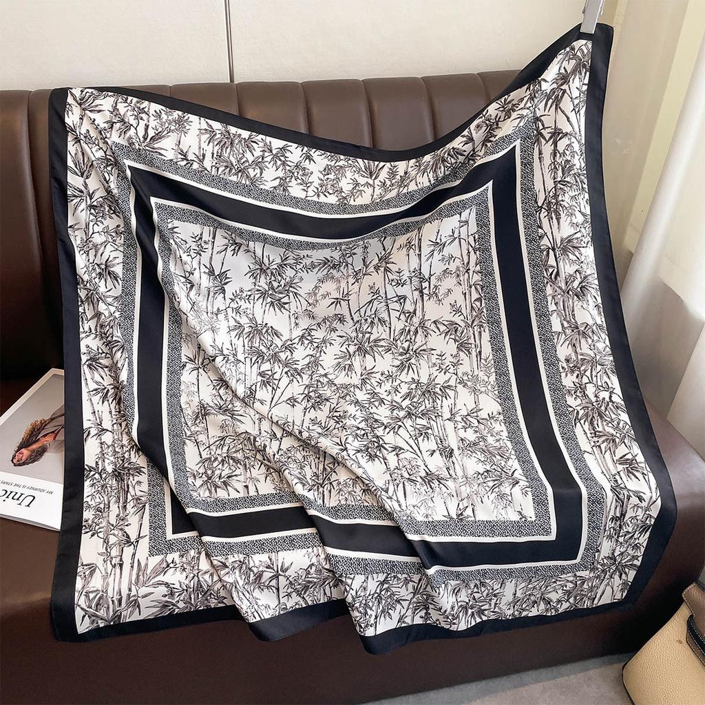 90*90Cm Luxury Silk Twill Square Scarf Hijab Women Bandana Soft Scarves Neckerchief Designer Hair Shawl Wrap Headband Bufanda