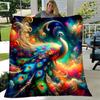 1pc Peacock in a Vibrant Dreamlike Landscape Blanket Soft Throw for Home Decor, Gift Idea, Living Room .K072