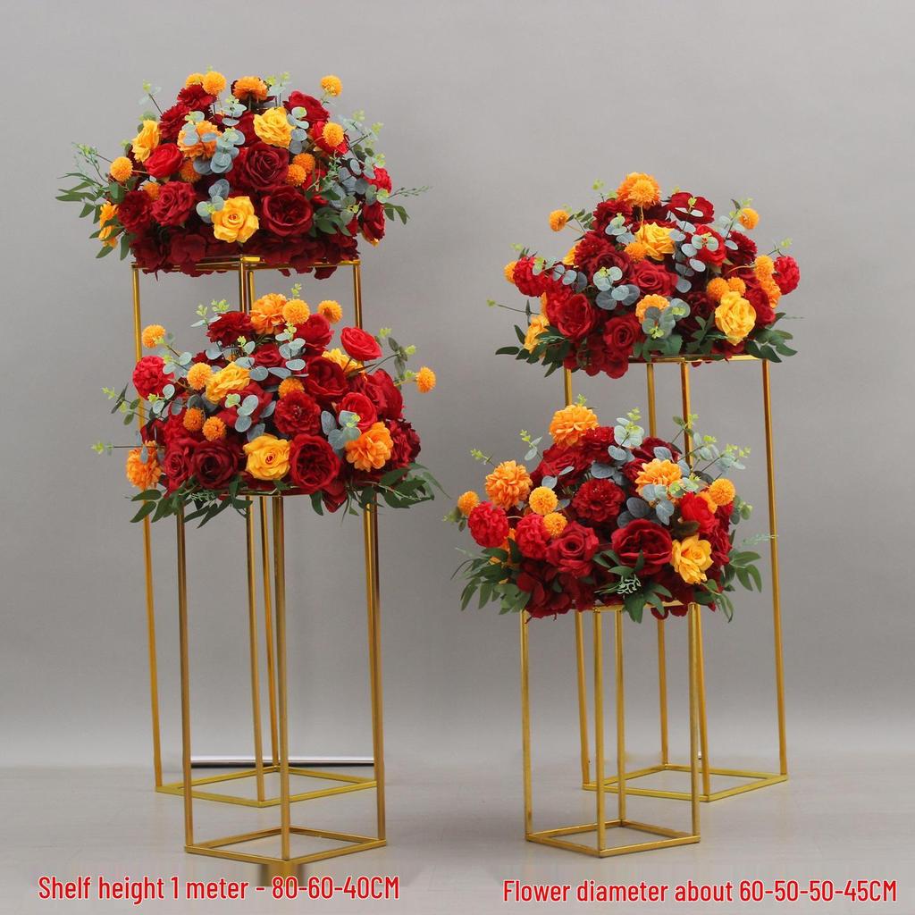 Simulated Silk Floral Arrangement: Round Flower Ball for Aisle, Table, or Wedding Stage Decoration.