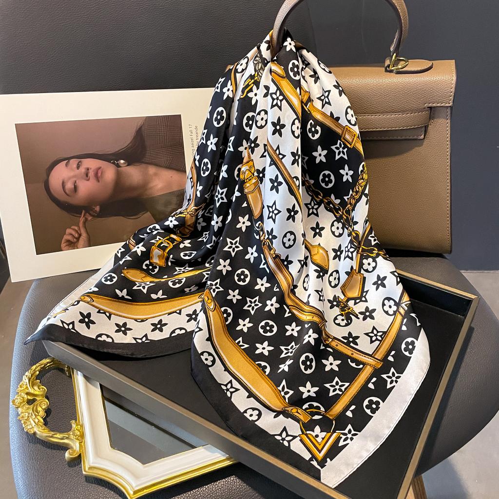 Fashion Scarves for Women Shawl Print Silk Satin Hijab Scarf Female Bandana 70*70cm Luxury Brand Square Shawls Scarfs For Ladies