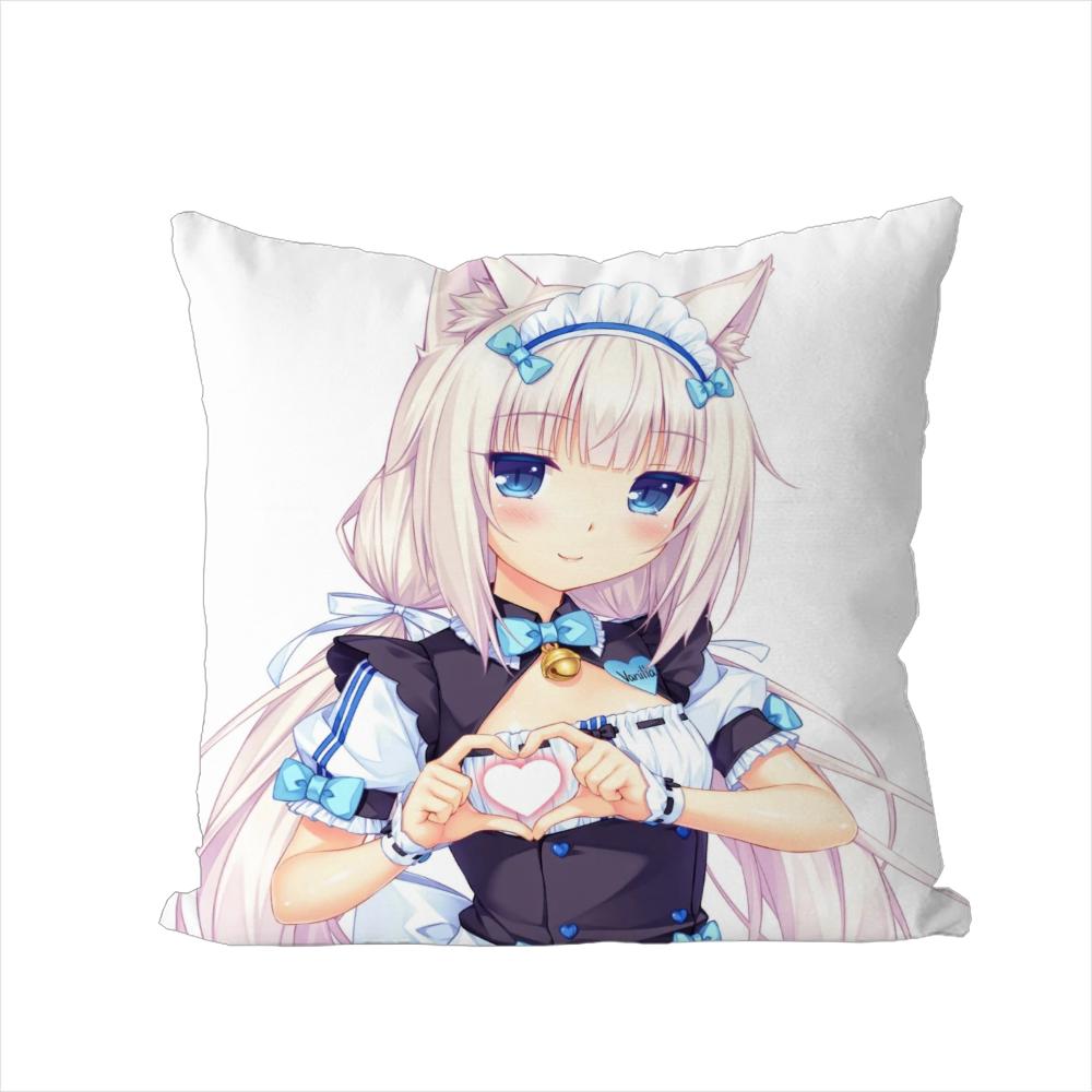 NekoPara Pillow Case For Car Sofa Decorative Home Doublesided Print Plush Square Throw Pillow Cushion Cover