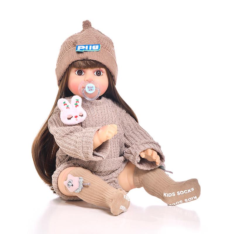 55cm Silicone Reborn Doll - Washable, Dress-Up Braid Girl Toy 55cm