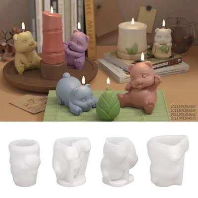 Stampo in silicone per candela Panda Bambù 3D Simpatico Orso Candela Gesso Artigianato Stampo in resina Fai da te Sapone Cioccolato Ghiaccio Torta Strumenti per la cottura