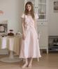 NONLOCAL Lace Check Shirred Long Skirt - Pink