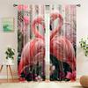 2 Stück Niedliches Tier Rosa Flamingo Druck Stangentasche Montage Digital Bedruckte Vorhänge für Wohnzimmer Küche Schlafzimmer Fenster Jalousien