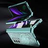 Für Samsung Galaxy Z Fold2 5G Mechanische Legenden Serie Scharnierschutz Handyhülle Hartes PC Galvanik Cover mit gehärteter Glasfolie