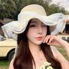 Elegant Sun Hat For Women Paper Straw Breathable And Foldable Lace Bowknot Wide Brims Panama Hat for Camping Travel