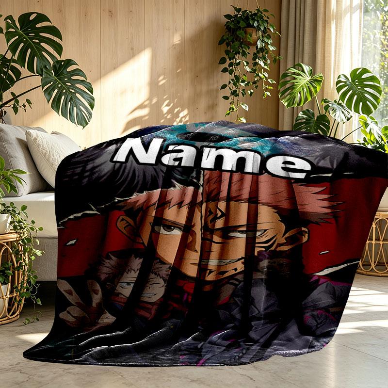 Couverture Imprimée Personnalisée au Nom Jujutsu Kaisen, Décoration Intérieure, Chambre à Coucher, Canapé, Camping, Canapé, Cadeaux pour Anniversaire Noël