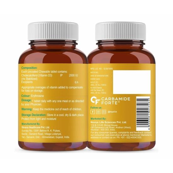 Carbamide Forte Vitamin D3 2000IU | Vitamin D Tablets for Bone & Immune Health | Cholecalciferol | Vitamin D3 Tablets for Women & Men - 90 Tablets