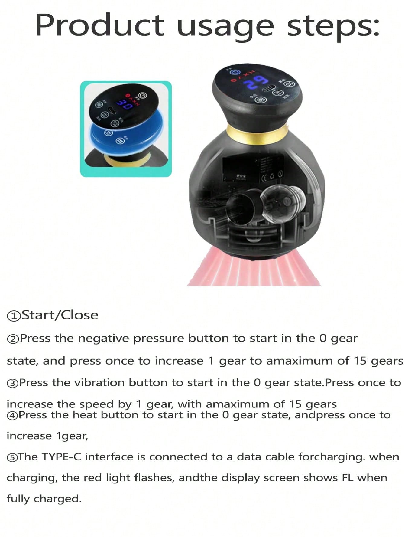 2026 Electric heating massager, meridian brush, universal lymphatic dredging,abdominal and back massage device Rechargeable